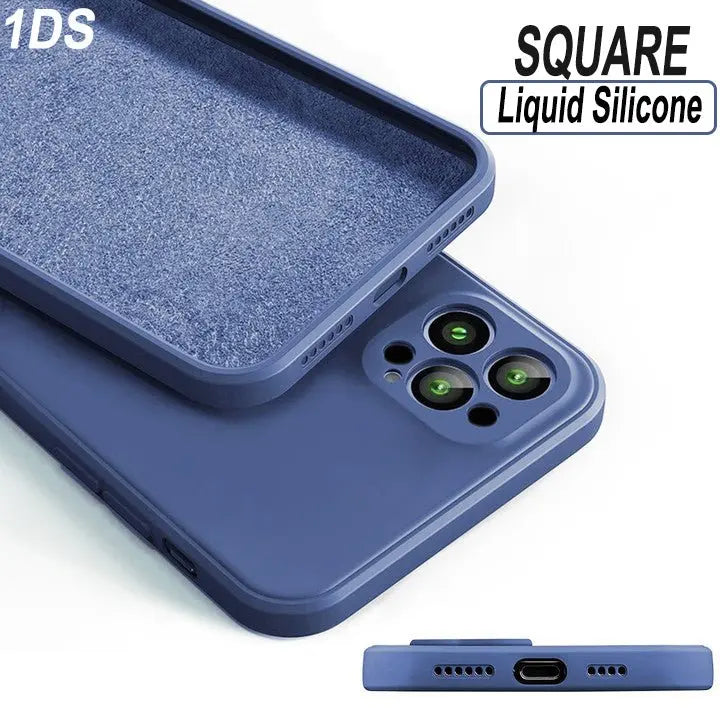 Original Square Liquid Silicone Phone Case For iPhone 11 12 13 Pro Max Mini XS Max X XR 8 7 Plus SE2 Lens Protection Cover - Starttech Online Market