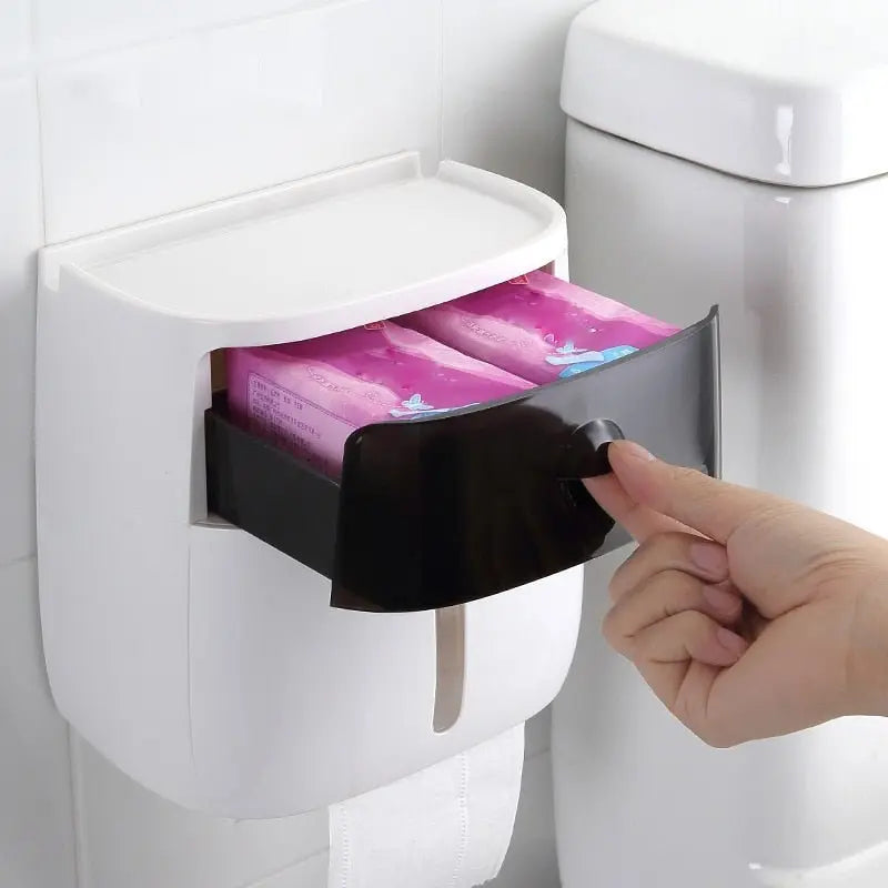 Waterproof Toilet Paper Holder Plastic Paper Towels Holder Wall Mounted Bathroom Shelf Storage Box Portable Toilet Roll Holder - Starttech Online Market