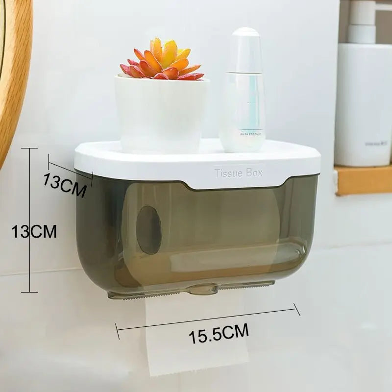 Waterproof Toilet Paper Holder Plastic Paper Towels Holder Wall Mounted Bathroom Shelf Storage Box Portable Toilet Roll Holder - Starttech Online Market