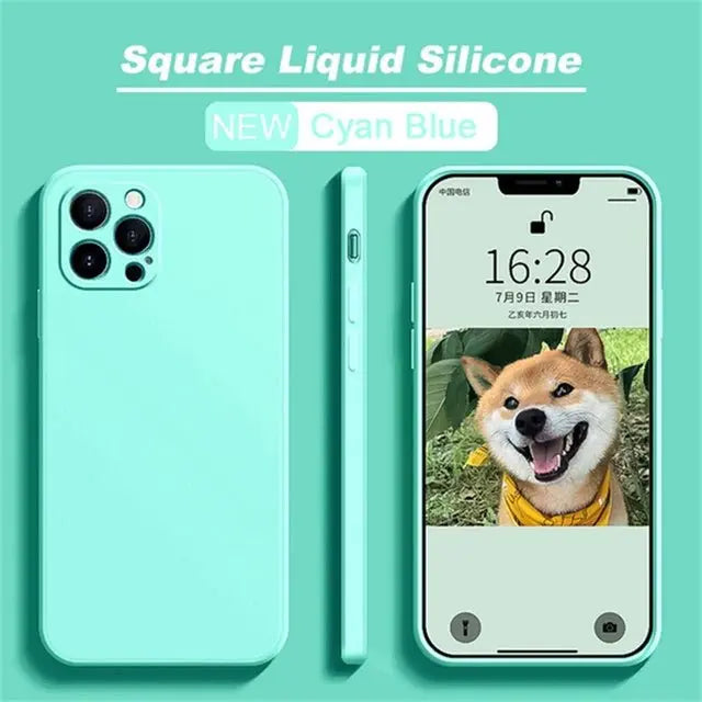 Original Square Liquid Silicone Phone Case For iPhone 11 12 13 Pro Max Mini XS Max X XR 8 7 Plus SE2 Lens Protection Cover - Starttech Online Market