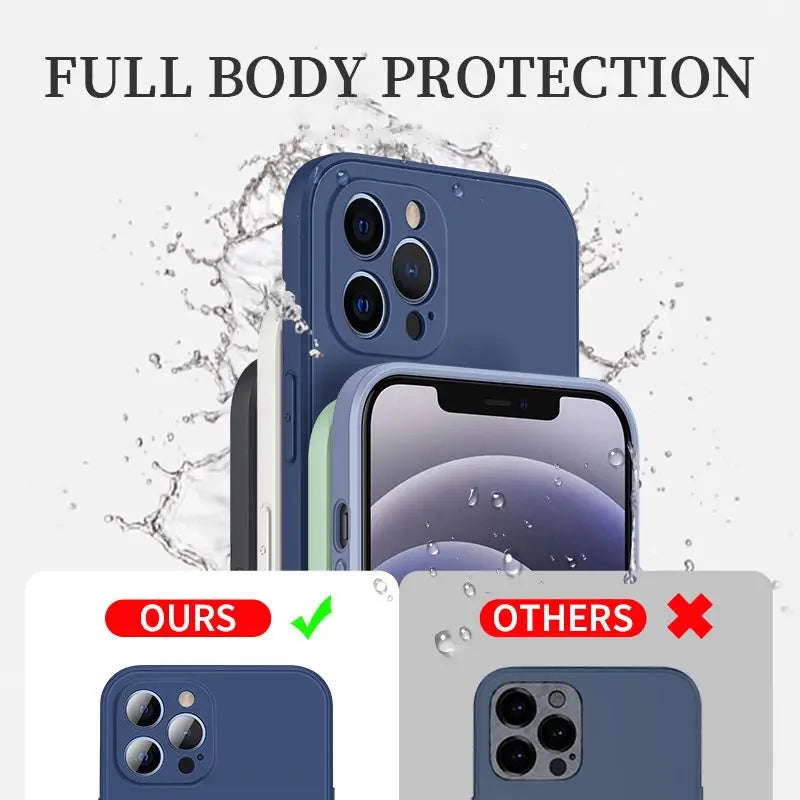 Original Square Liquid Silicone Phone Case For iPhone 11 12 13 Pro Max Mini XS Max X XR 8 7 Plus SE2 Lens Protection Cover - Starttech Online Market