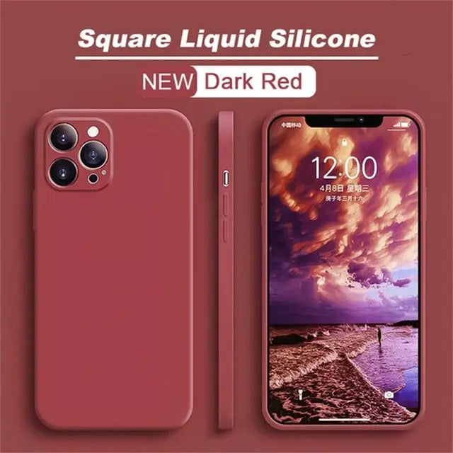 Original Square Liquid Silicone Phone Case For iPhone 11 12 13 Pro Max Mini XS Max X XR 8 7 Plus SE2 Lens Protection Cover - Starttech Online Market