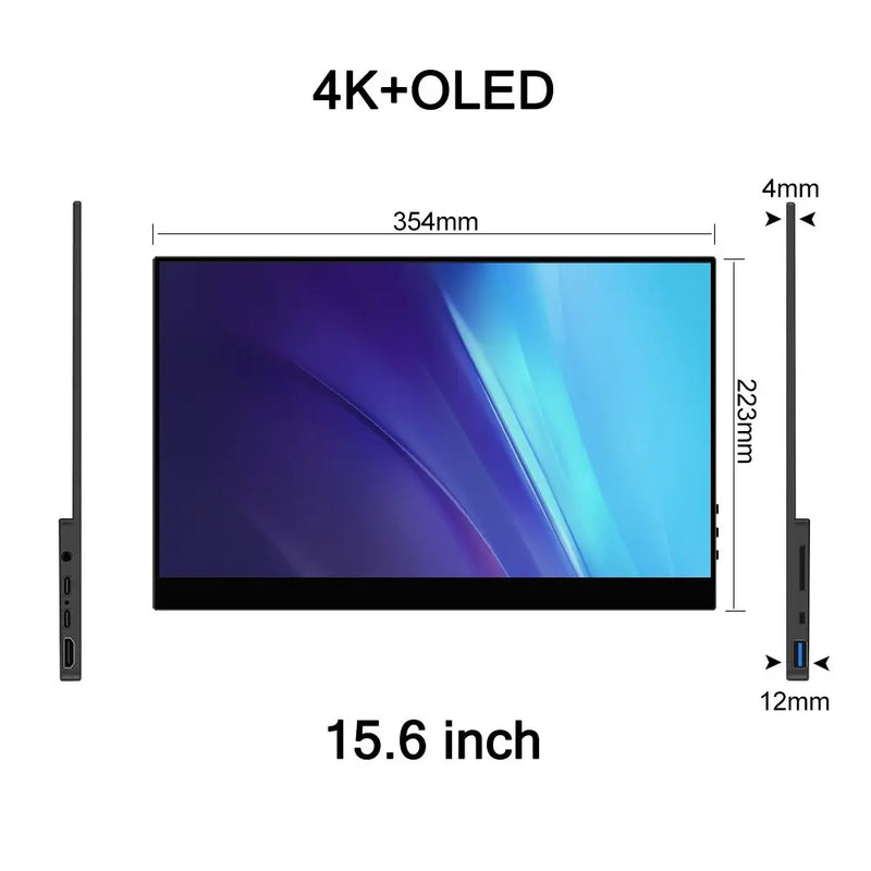 15.6 Inch 4K OLED Touch Screen Portable Monitor 3840*2160 HDR 550Nits 100000:1 Screen 1MS Game Display For PC Laptop Phone PS4/5 - Image