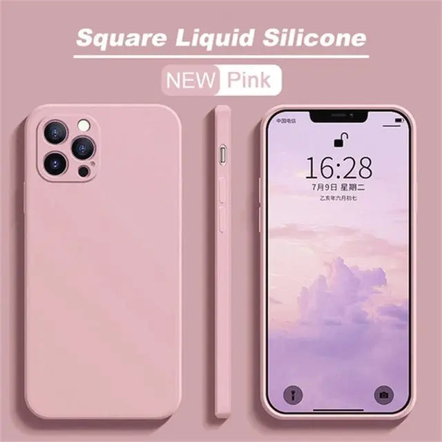 Original Square Liquid Silicone Phone Case For iPhone 11 12 13 Pro Max Mini XS Max X XR 8 7 Plus SE2 Lens Protection Cover - Starttech Online Market