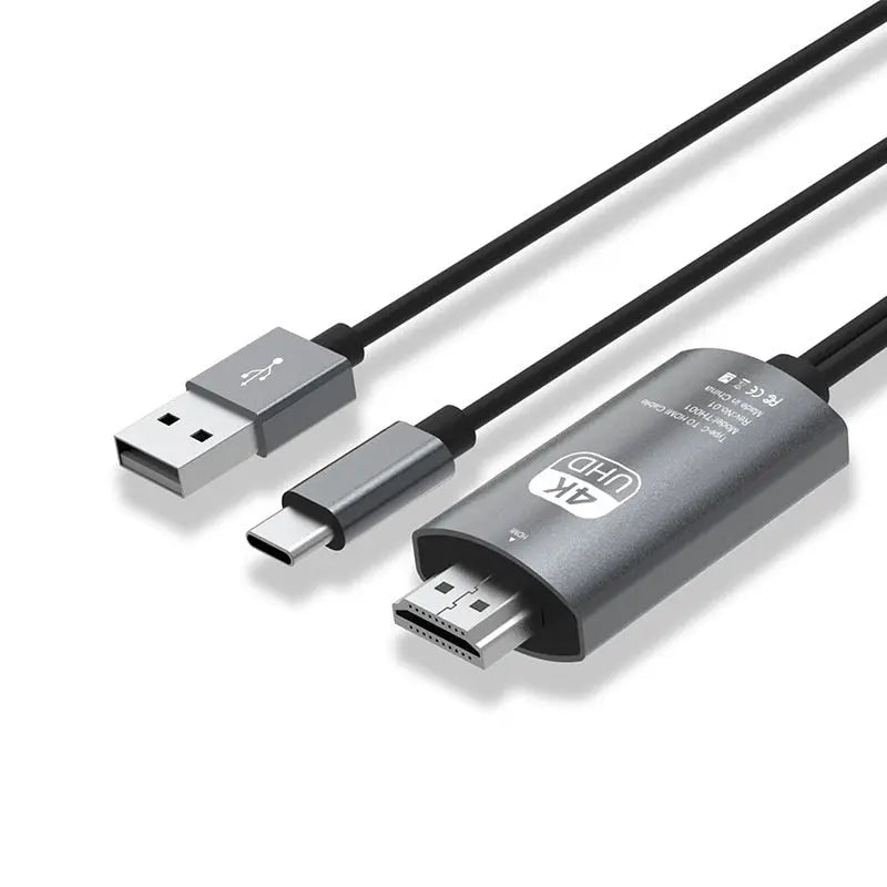 2 In 1 4K@60HZ USB C 3.1 Type-C to HDMI 4K 60Hz 30Hz Adapter Cable with power For MacBook Samsung Huawei USB-C Type C to HDMI - Image