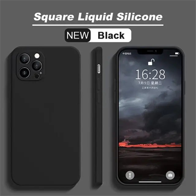 Original Square Liquid Silicone Phone Case For iPhone 11 12 13 Pro Max Mini XS Max X XR 8 7 Plus SE2 Lens Protection Cover - Starttech Online Market