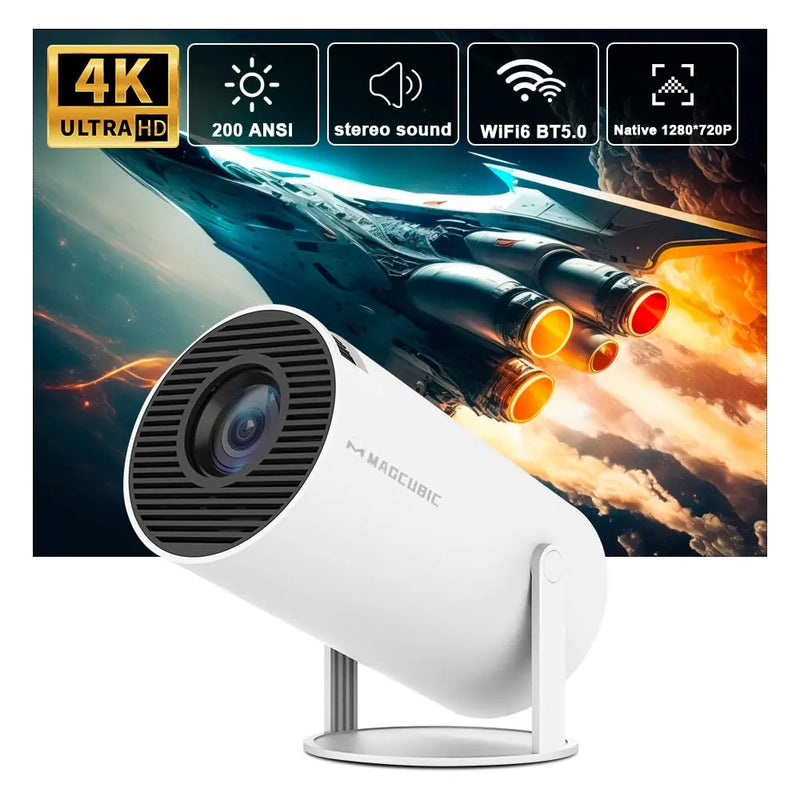 Transpeed Android 11Projector 1280*720P 4K Wifi6 200ANSI AllwinnerH713 180° flexible BT5.0 Home Cinema Outdoor portable Projetor - Image