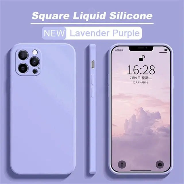 Original Square Liquid Silicone Phone Case For iPhone 11 12 13 Pro Max Mini XS Max X XR 8 7 Plus SE2 Lens Protection Cover - Starttech Online Market