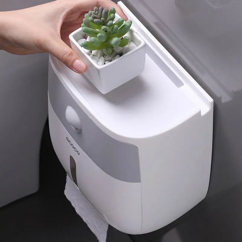 Waterproof Toilet Paper Holder Plastic Paper Towels Holder Wall Mounted Bathroom Shelf Storage Box Portable Toilet Roll Holder - Starttech Online Market