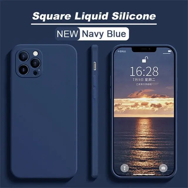 Original Square Liquid Silicone Phone Case For iPhone 11 12 13 Pro Max Mini XS Max X XR 8 7 Plus SE2 Lens Protection Cover - Starttech Online Market