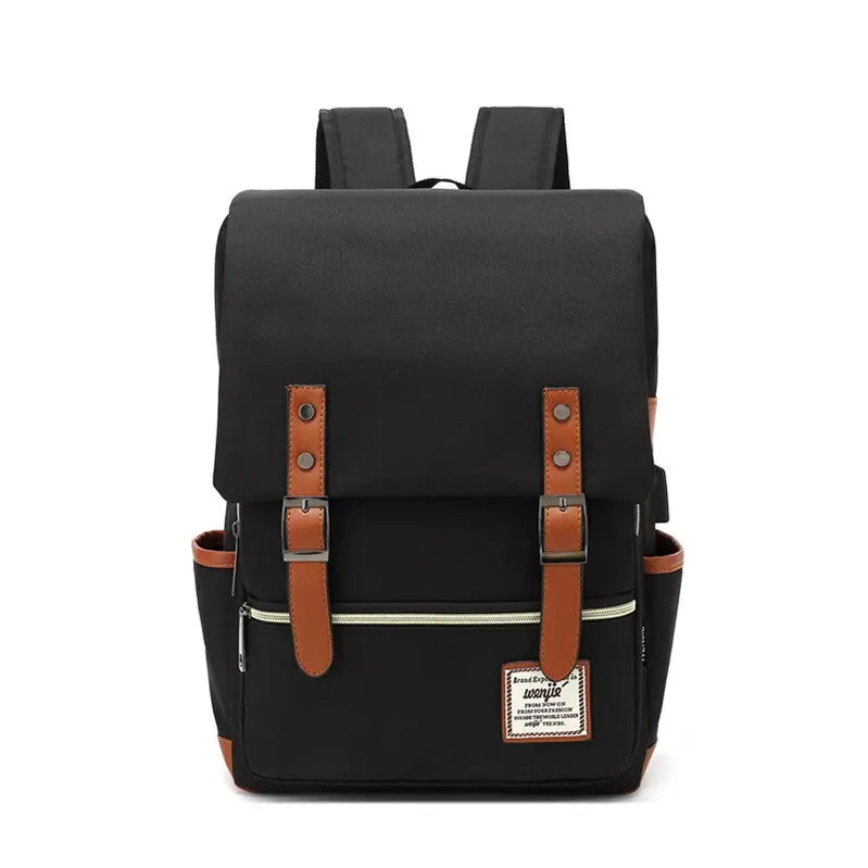 USB Charger Bag Women Canvas Backpacks for Teenager Girls Men Casual Student School Bag Fashion Travel Rucksacks for Laptop - Image