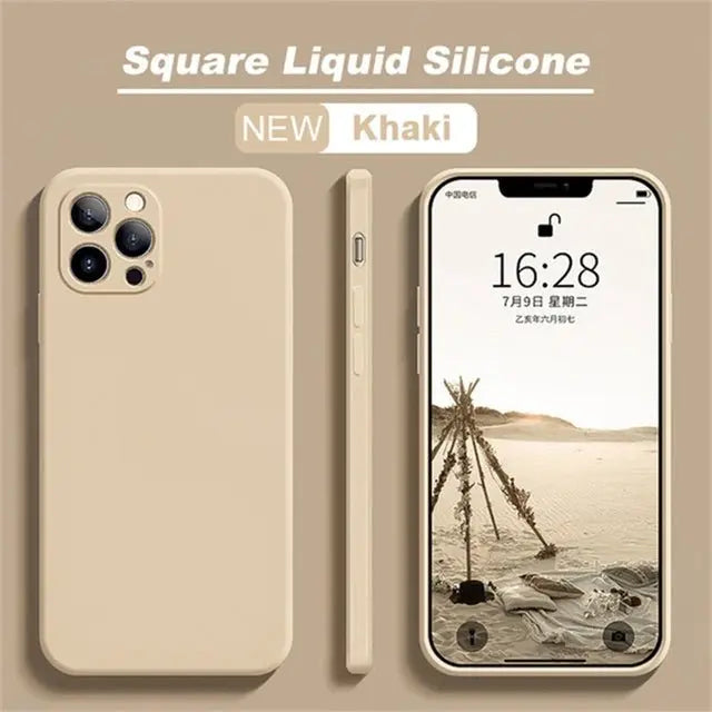 Original Square Liquid Silicone Phone Case For iPhone 11 12 13 Pro Max Mini XS Max X XR 8 7 Plus SE2 Lens Protection Cover - Starttech Online Market