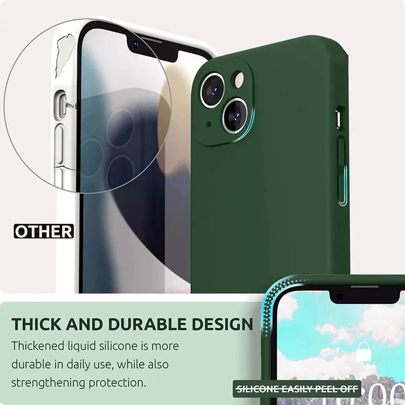 Original Square Liquid Silicone Phone Case For iPhone 11 12 13 Pro Max Mini XS Max X XR 8 7 Plus SE2 Lens Protection Cover - Starttech Online Market