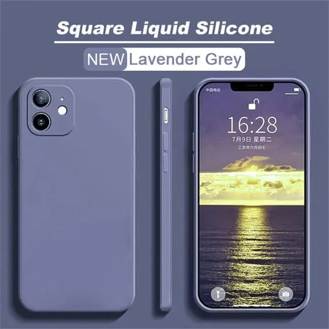 Original Square Liquid Silicone Phone Case For iPhone 11 12 13 Pro Max Mini XS Max X XR 8 7 Plus SE2 Lens Protection Cover - Starttech Online Market