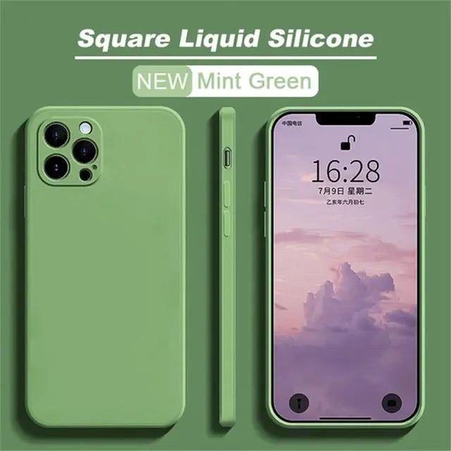 Original Square Liquid Silicone Phone Case For iPhone 11 12 13 Pro Max Mini XS Max X XR 8 7 Plus SE2 Lens Protection Cover - Starttech Online Market