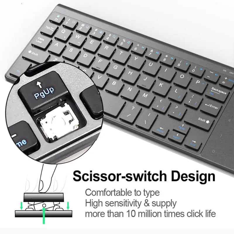 ZEUSLAP 2.4G wireless mini touch keypad wireless computer keyboard with touchpad for usb tablet pc tv box mobile phone - Image