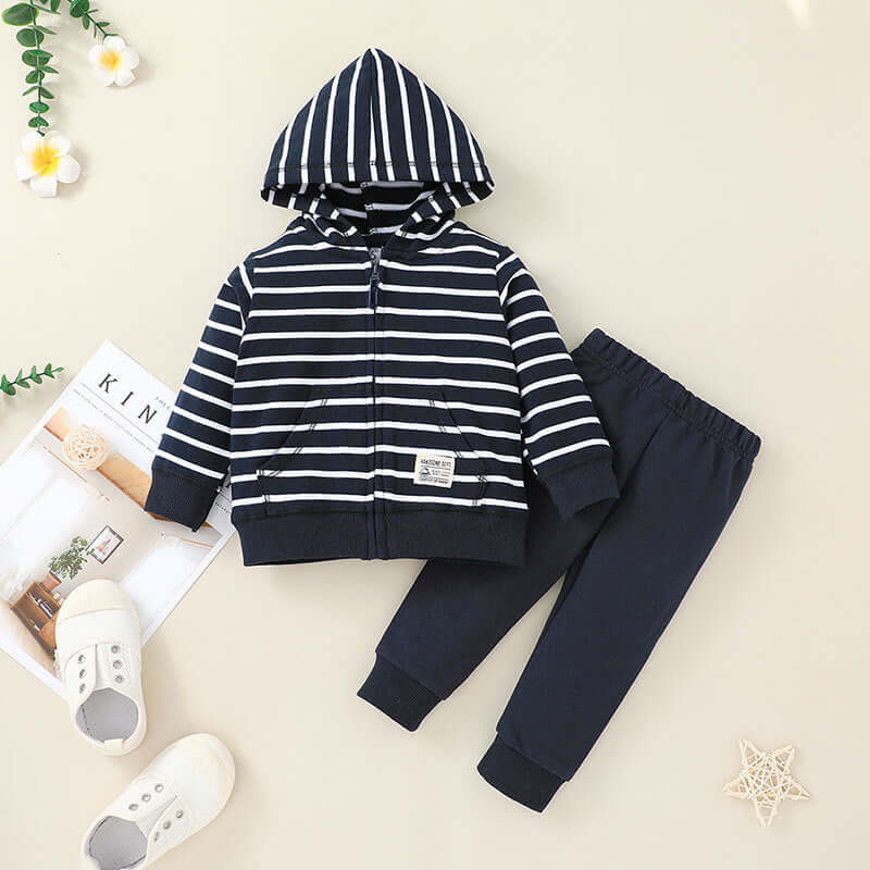 2021 Fall Boy's Sweatshirt Set, Children's Fashion Hooded Zipper Jacket, Trousers Two-Piece Set - Starttech Online Market