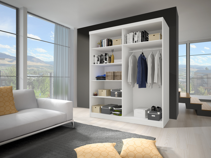 Wardrobe with Sliding Doors MULTI40 Hanging Rail Shelves