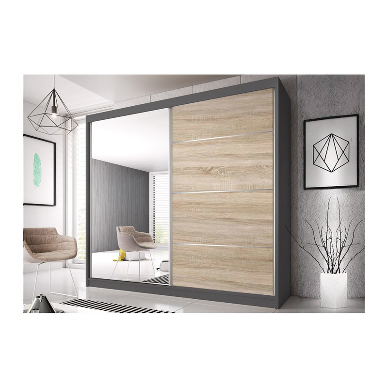 Wardrobe with Sliding Doors MULTI40 Hanging Rail Shelves