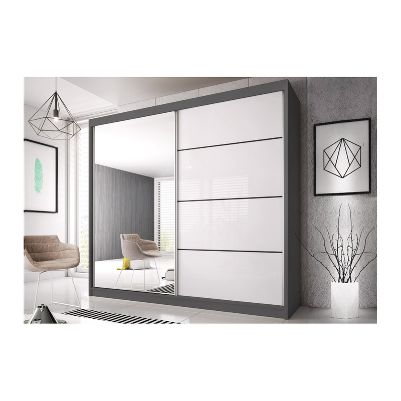 Wardrobe with Sliding Doors MULTI40 Hanging Rail Shelves