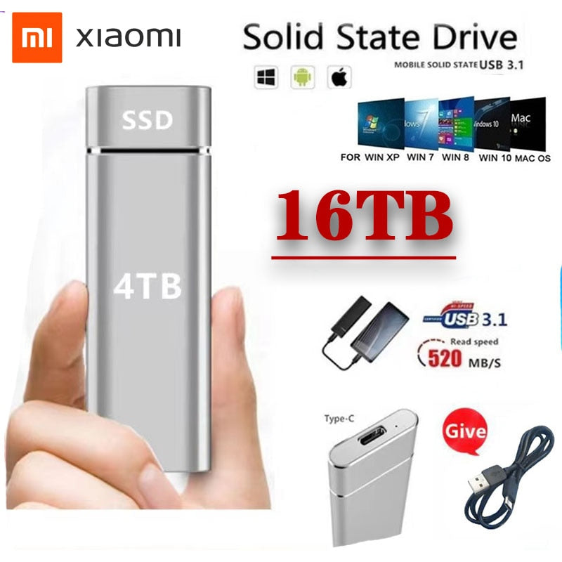 Xiaomi Portable SSD 16TB 8TB 4TB 2TB External Solid State Drive Mobile Storage Device USB3.1 Hard Drive