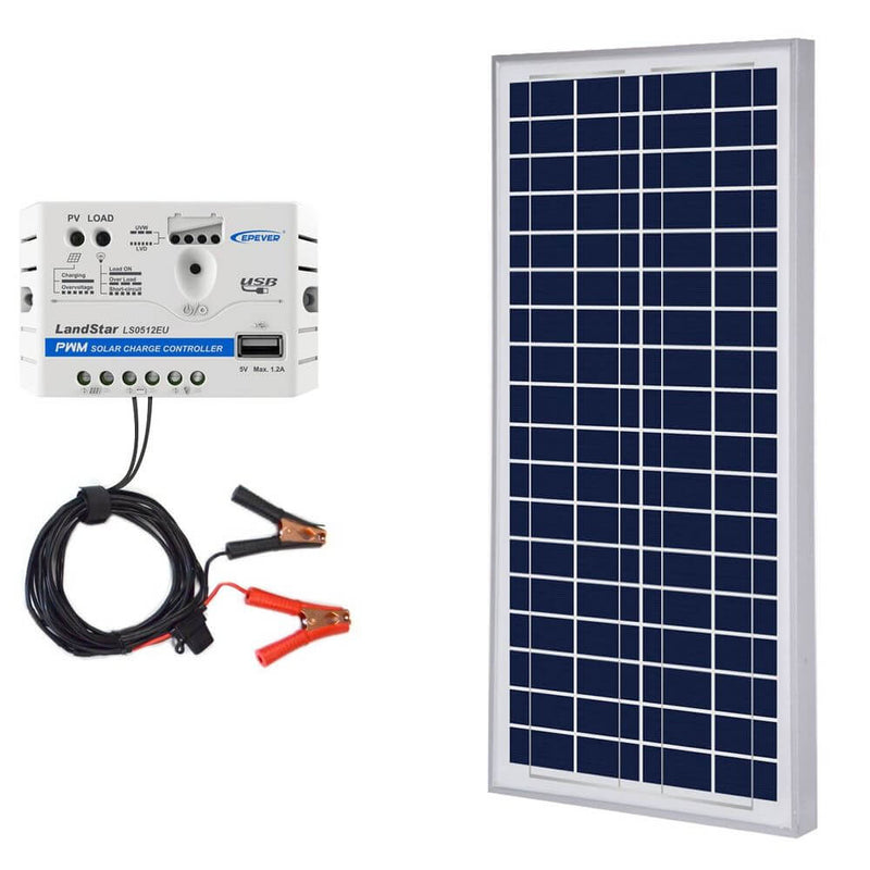 ACOPOWER 35W 12V Solar Charger Kit, 5A Charge Controller with Alligator Clips - Starttech Online Market