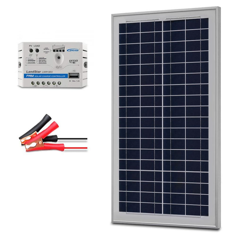 ACOPOWER 35W 12V Solar Charger Kit, 5A Charge Controller with Alligator Clips - Starttech Online Market