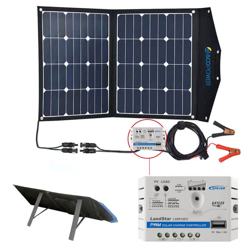 ACOPOWER 70W Portable Solar Suitcase with 5A Charge Controller - Starttech Online Market