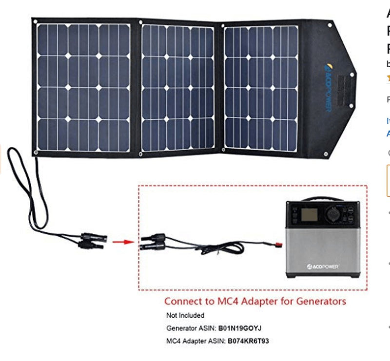 ACOPOWER LTK 105W Foldable Solar Panel Kit, w/ 10A Charge Controller - Starttech Online Market