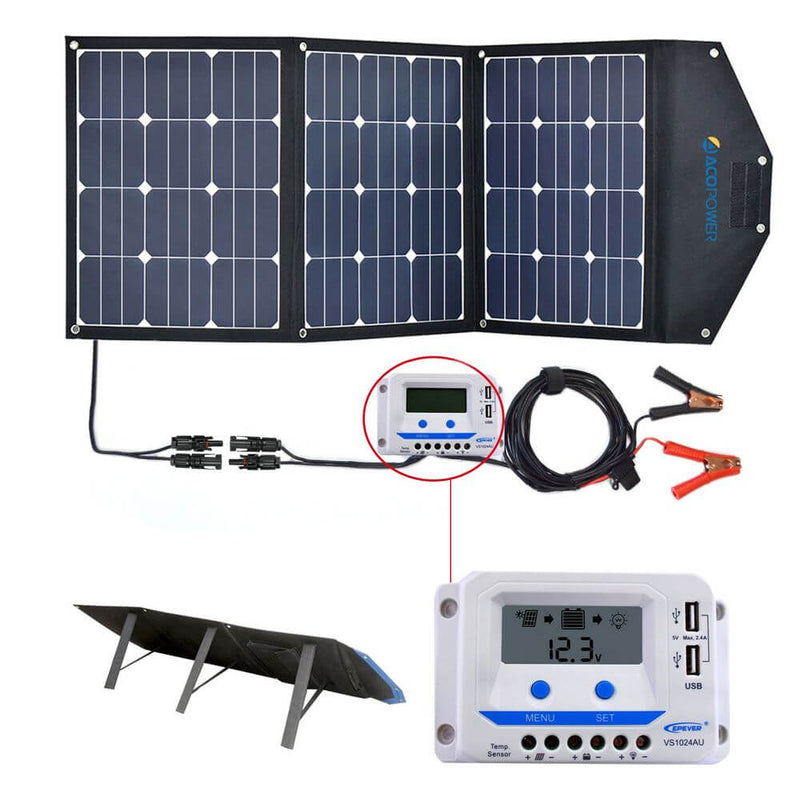 ACOPOWER LTK 120W Foldable Solar Kit Suitcase with 10A Charge Controller - Starttech Online Market