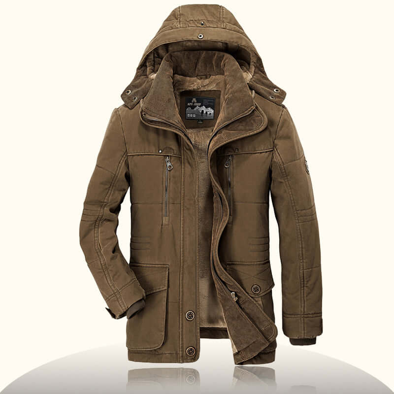 AFS JEEP High Quality Thick Brand Winter Coat Military Cotton-Padded Jacket Men’s New Fashion Warm Fleece With Fur Parka - Starttech Online Market