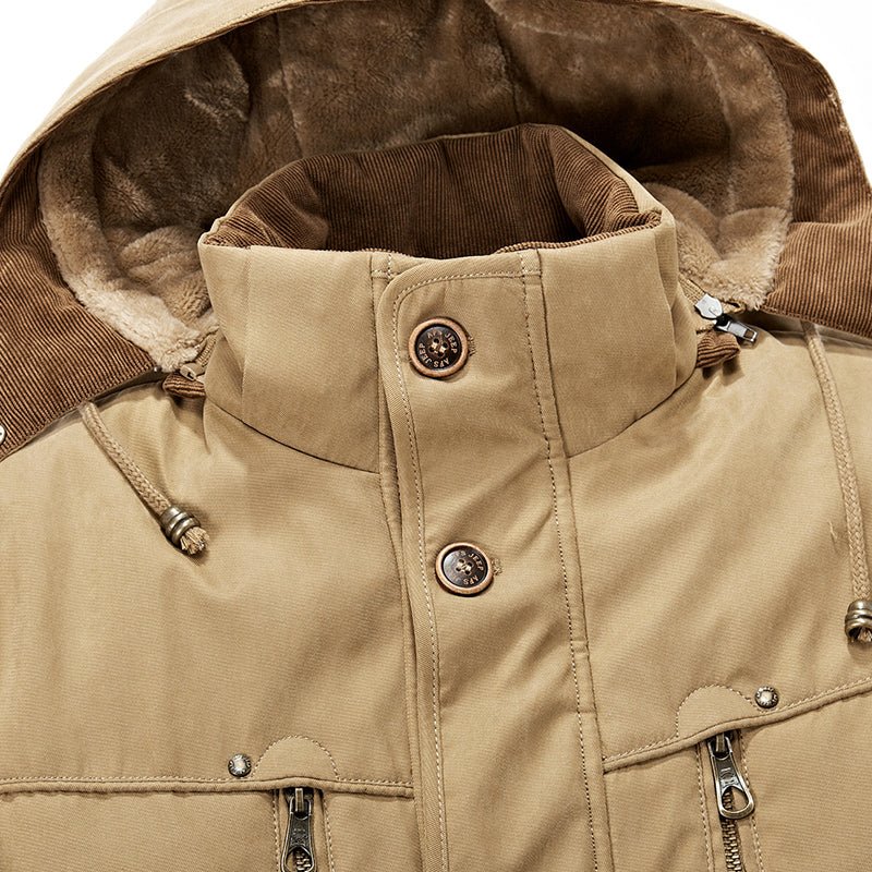 AFS JEEP High Quality Thick Brand Winter Coat Military Cotton-Padded Jacket Men’s New Fashion Warm Fleece With Fur Parka - Starttech Online Market