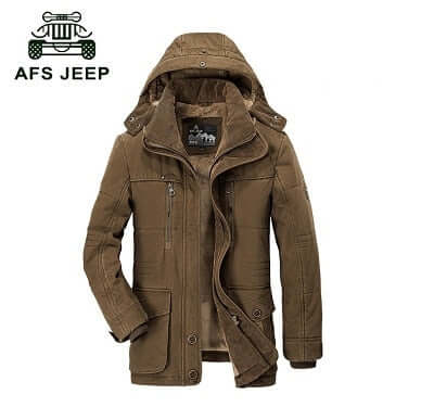 AFS JEEP High Quality Thick Brand Winter Coat Military Cotton-Padded Jacket Men’s New Fashion Warm Fleece With Fur Parka - Starttech Online Market