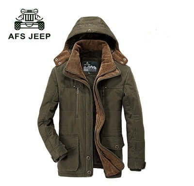 AFS JEEP High Quality Thick Brand Winter Coat Military Cotton-Padded Jacket Men’s New Fashion Warm Fleece With Fur Parka - Starttech Online Market