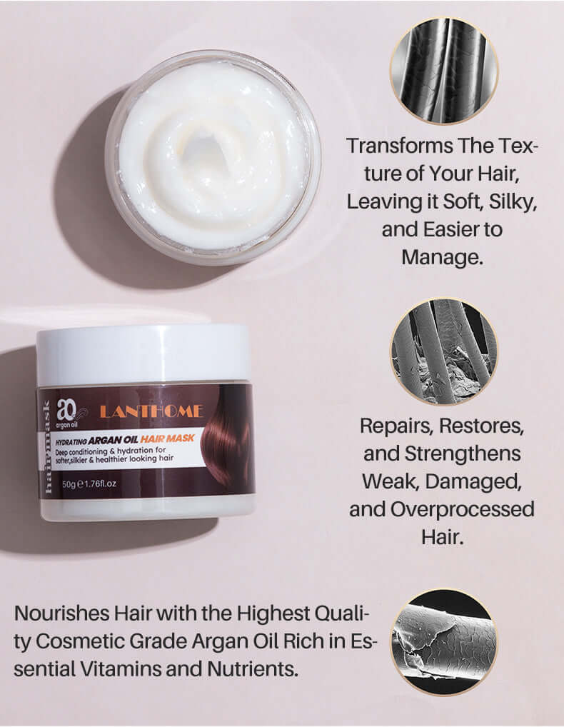 Argan Oil Organic Hair Mask Keratin Hair Scalp Treatment Straightening Repairs Damage Products Hyaluronic Acid Moisturizing Care - Starttech Online Market