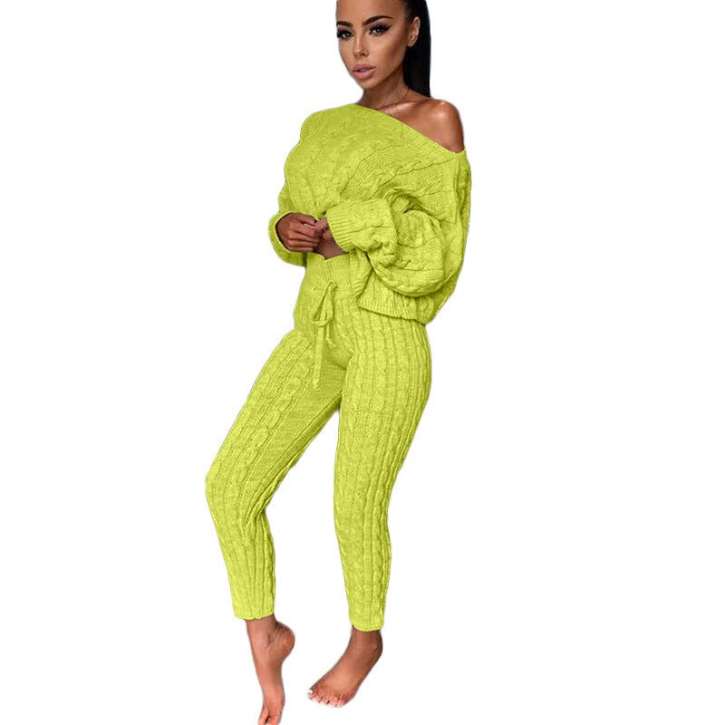 Autumn Winter Women Knitted Tracksuit Two Piece Set Women - Starttech Online Market