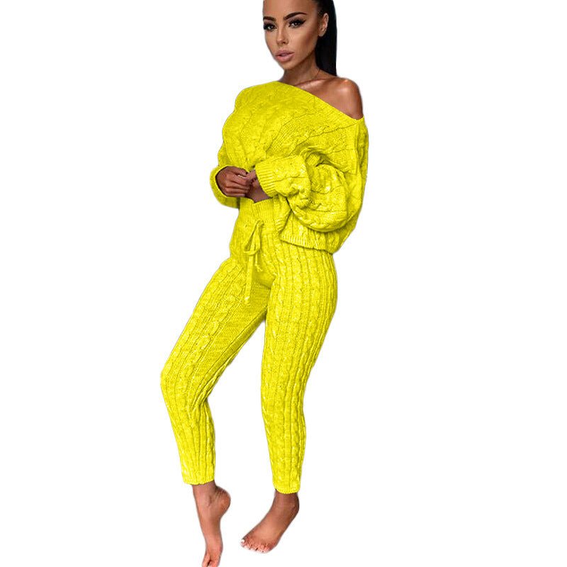 Autumn Winter Women Knitted Tracksuit Two Piece Set Women - Starttech Online Market