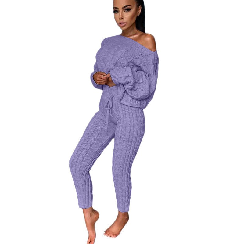 Autumn Winter Women Knitted Tracksuit Two Piece Set Women - Starttech Online Market