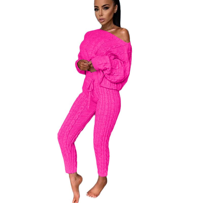 Autumn Winter Women Knitted Tracksuit Two Piece Set Women - Starttech Online Market