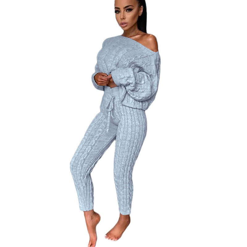 Autumn Winter Women Knitted Tracksuit Two Piece Set Women - Starttech Online Market