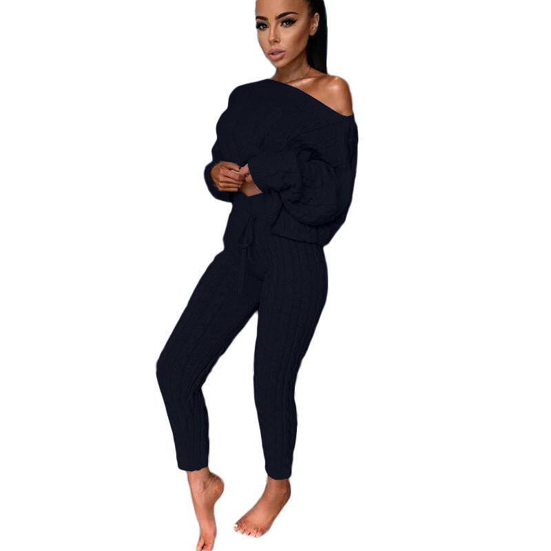 Autumn Winter Women Knitted Tracksuit Two Piece Set Women - Starttech Online Market