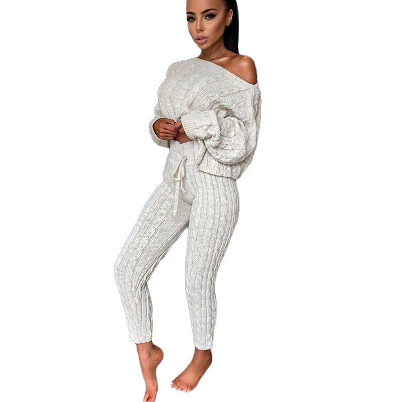 Autumn Winter Women Knitted Tracksuit Two Piece Set Women - Starttech Online Market