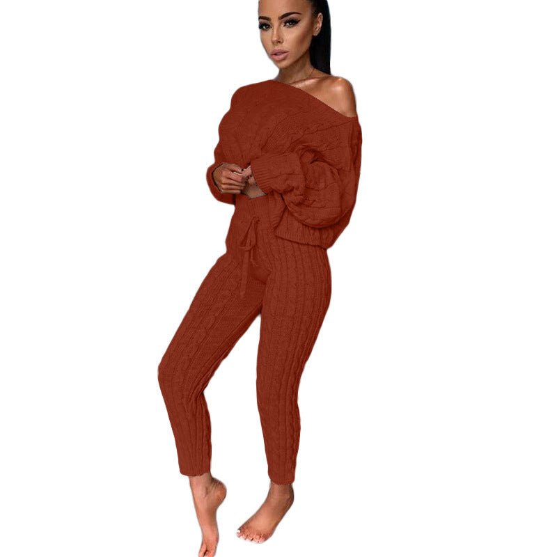 Autumn Winter Women Knitted Tracksuit Two Piece Set Women - Starttech Online Market