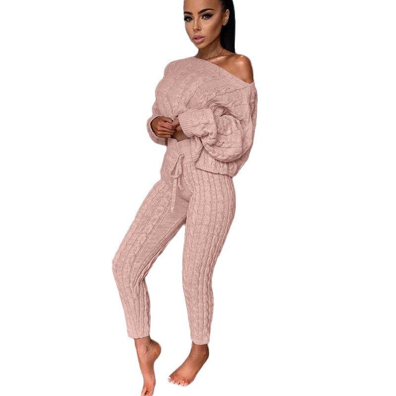 Autumn Winter Women Knitted Tracksuit Two Piece Set Women - Starttech Online Market