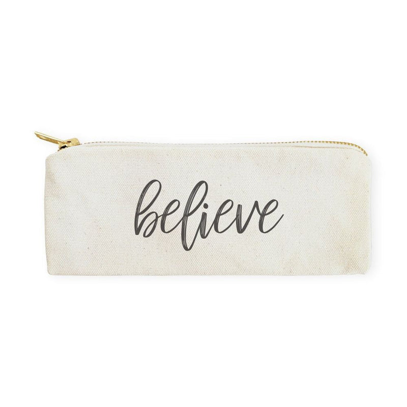 Believe Cotton Canvas Pencil Case and Travel Pouch - Starttech Online Market