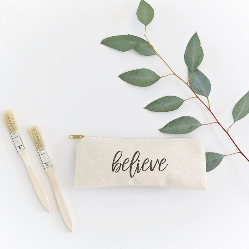 Believe Cotton Canvas Pencil Case and Travel Pouch - Starttech Online Market