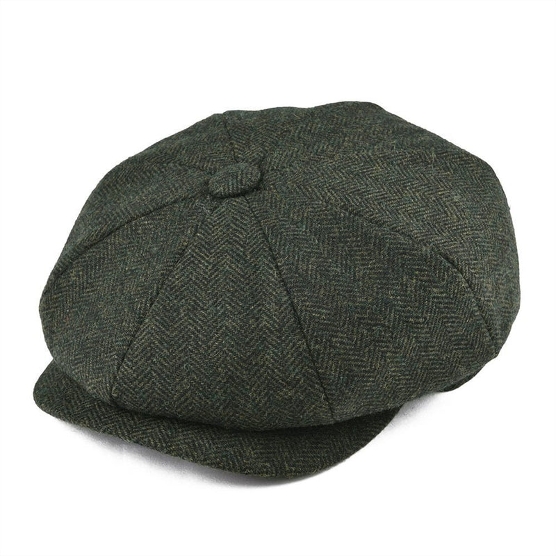 BOTVELA Wool Tweed Newsboy Cap Herringbone Men Women Classic Retro Hat with Soft Lining Driver Cap Black Brown Green 005 - Starttech Online Market