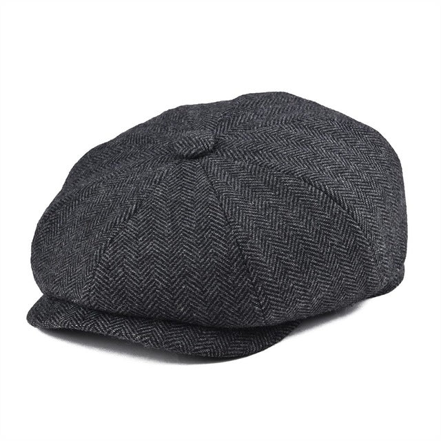 BOTVELA Wool Tweed Newsboy Cap Herringbone Men Women Classic Retro Hat with Soft Lining Driver Cap Black Brown Green 005 - Starttech Online Market