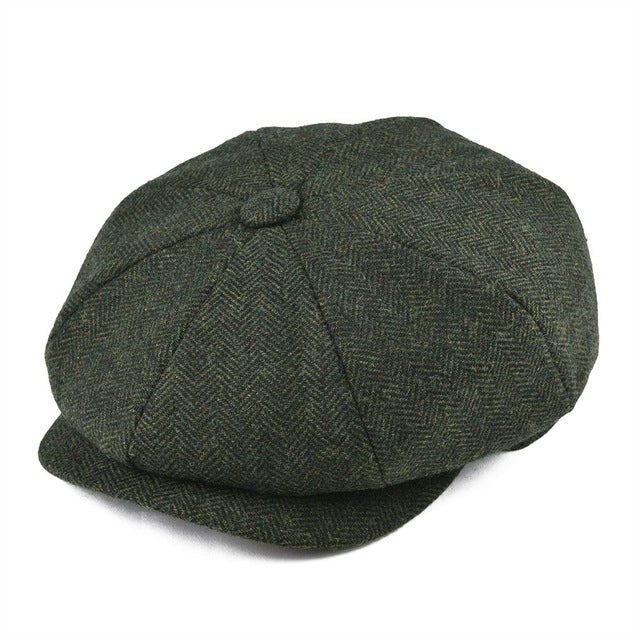 BOTVELA Wool Tweed Newsboy Cap Herringbone Men Women Gatsby Retro Hat Driver Flat Cap Black Brown Green Navy Blue 005 - Starttech Online Market