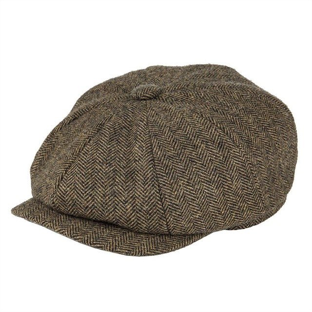 BOTVELA Wool Tweed Newsboy Cap Herringbone Men Women Gatsby Retro Hat Driver Flat Cap Black Brown Green Navy Blue 005 - Starttech Online Market